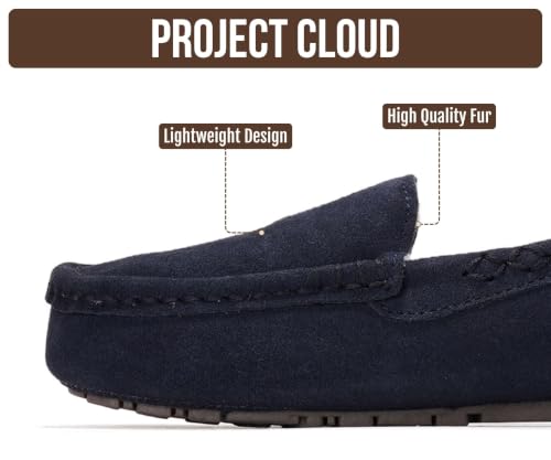 Image of Project Cloud 100% Genuine Leather Slippers for Women - Fur Lined Outdoor Slippers for Women Footwear with Memory Foam - Stylish Womens Moccasin (Cathi)