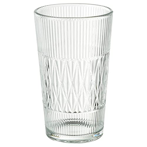 IKEA Jarrón SMÄLLSPIREA de 22 cm, cristal transparente/estampado