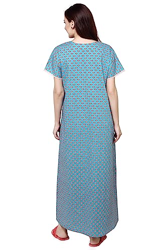 Image of Evolove Women's Cotton Long Maxi Maternity Feeding Night Gown with Pockets, Super Soft Comfortable (LNG-Feeding)