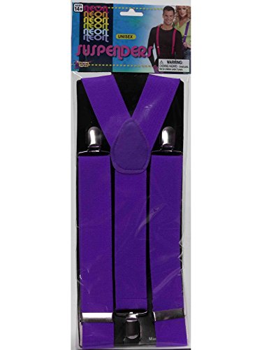 Bretelles violettes fluo Forum Novelties pour fixer votre pantalon de costume adulte