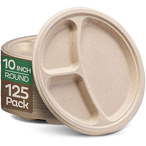 Stack Man 100% Compostable Paper Plates [10 inch - 125-Pack] Cover