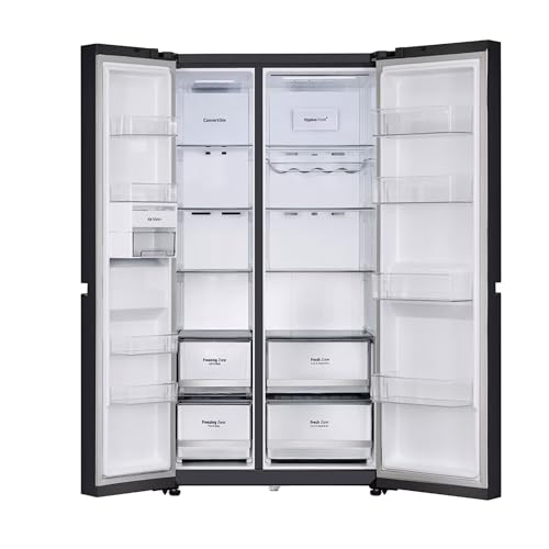 Image of LG 650L Side by Side Refrigerator, Wi-Fi Convertible, DoorCooling+, Smart Inverter Compressor, Black Mirror Finish, 3 Star (GLB257DBM3, 2025 Model)