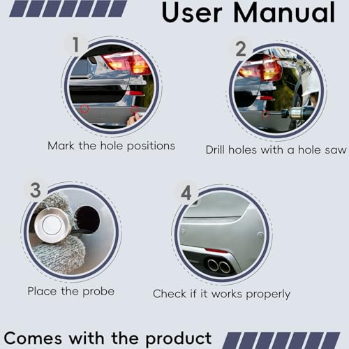 Image of LCD Parking Sensor Kit - Displays Data on Original Screen, Easy Rear Installation, Compatible with All Camera Formats (AHD, CVBS), 18 Probe Colors to Match Any Vehicle(Silver)