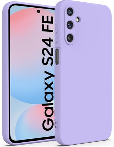 Image of DIZORO Microfiber Candy Case Compatible for Samsung S24 fe Smooth Touch Cushion Liquid Soft Silicone Gel Rubber Phone Cases Non-Slip Full Body Protective Shockproof Back Cover (Purple)