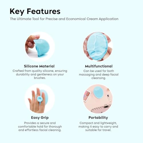 Image of Episkey Silicone Face Scrubber Exfoliator, Soft Face Brush, Facial Cleansing Brush, Acne Blackheads Removing, Acne Pore Pad for Deep Cleaning Skin Care for Girls & Women's (Rose) (Black & Blue)