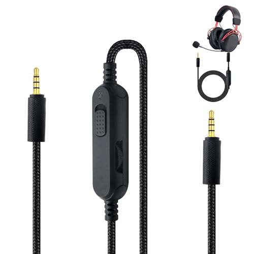 Amztour Cable de Auriculares para Logitech G433/G233/G Pro/G Pro X 3.5mm Cable Audio Cascos Tejido Universal con Control de Volumen y Botón de Silencio 2 metros (6,56 pies) Negro