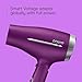 Conair Worldwide Folding Handle Hair Dryer with Concentrator & Diffuser, 1875W Travel Blow Dryer with Smart Voltage Technology, Ionic Conditioning Fights Frizz, 3 Heat & 2 Speed Settings, Purple