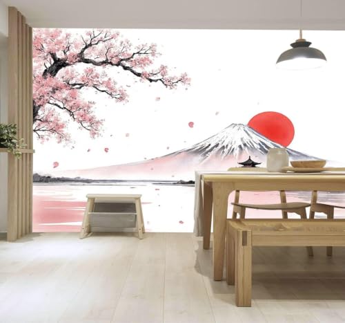 Papier peint 3D soie texturée premium décor soleil rouge