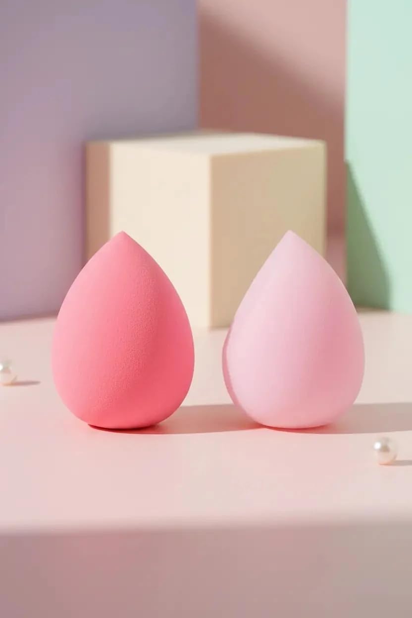 Miniso Lisanslı Şeftali Pembesi Makyaj Süngeri Seti – Eğimli Profesyonel Uygulama (2’li)