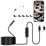Endoscope Camera with Light, 16.4ft Semi-Rigid Snake Inspection Camera, 1920P HD Borescope with 8 Adjustable LED Lights, 7.9mm IP67 Waterproof Drain Pipe Borescope for iOS and Android