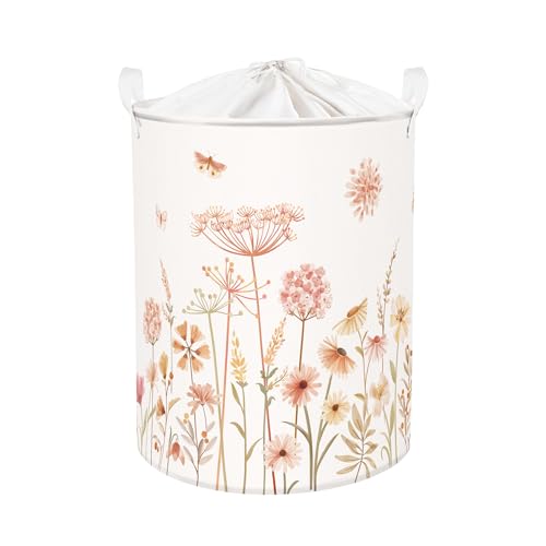 Clastyle Flower Women Girls Laundry Hamper Collapsible Clothes Kids Storage Basket Waterproof Baby Toy Box for Nursery Room, Boho, 40 * 50 cm