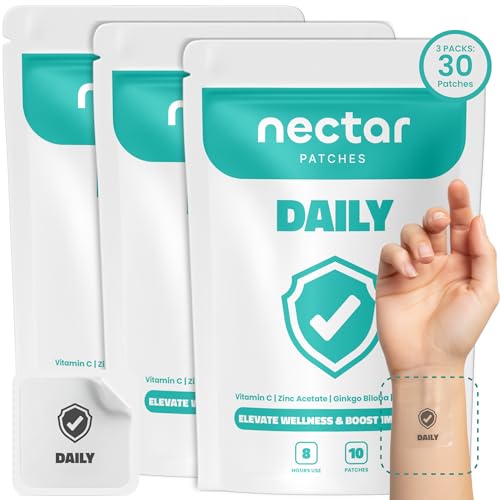 Image of Nectar Daily Patches, Month Supply Vitamin Patch with Vitamin C, Zinc, Ginkgo Biloba, and Echinacea for Wellness & Immunity Support | Energy Patches for Women, Multivitamin for Adults | 30 Count