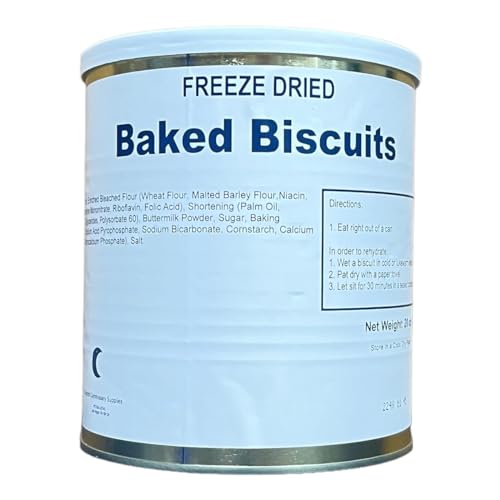 Freeze Dried Real Baked Biscuits Can Jarred and Packed Emergency Food Supply | Hunting, Survival, Camping, Backpacking Long Term Food Storage 25+ years shelf life Pack of 1 (10-12 Biscuits per Can)