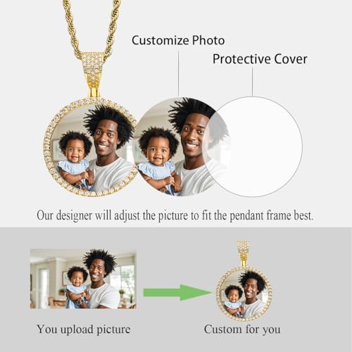 Picture Necklace Personalized Photo for Men Women Customized Pendant Memory Medallion Angel Wings Heart Pendant 18k Gold AAA CZ Iced Out Pendant with Chain Hip Hop Jewellery Gift Box Bag Ornaments3