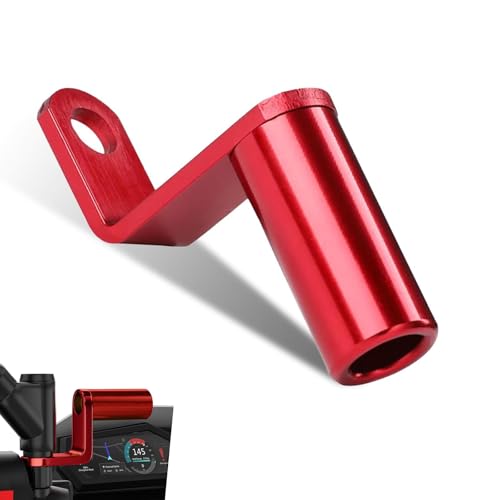 Foelony Motorcycle Mirror Mount Extender, Aluminum Alloy Multi-Functional Bike Conversion Bracket, Universal Mirror & Phone Holder Bracket for Bicycle Motorcycle (Red)
