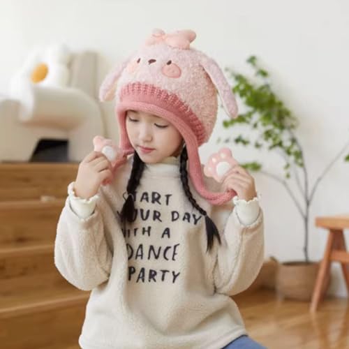 Knit Hats Winter Fleece Lining Skiing Winter Caps for Boys Girls Cute Animal Character with Warm Ear Flap3