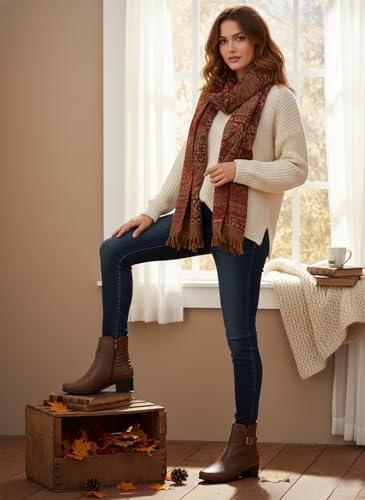 Image of TRASE Stylish Boots for Woman | Synthetic Leather Trendy Winter Shoes with Buckle Strap & Zipper | Comfortable & Lightweight Ladies Footwear