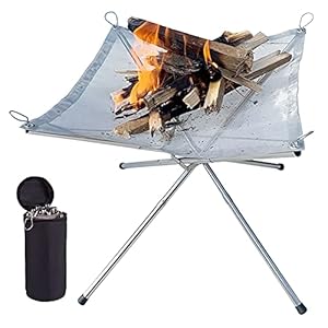 Vuurschalen, draagbare vuurschalen, camping, opvouwbare roestvrijstalen vuurmand, roestvrij staal, mesh, open haard…
