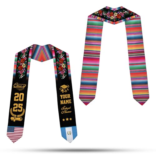MonkeyVan Custom Guatemala Graduation Sash, Personalized Guatemalan Graduation Sash 2025, Guatemala American Graduation Sashes Gtm1