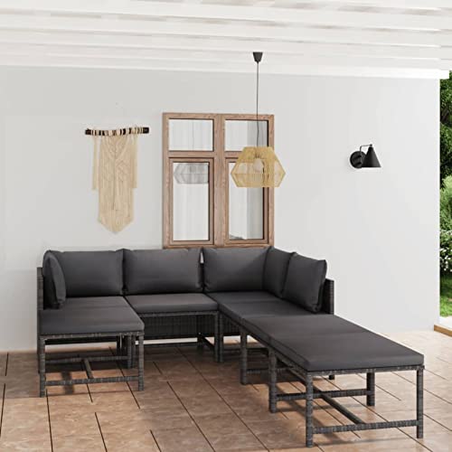 Xichuzi Set de Muebles de jardín 7 pzas y Cojines, Muebles Jardin Exterior, Conjunto Jardin Exterior, Sofa Jardin, Conjunto Terraza Moderno, ratán sintético Gris