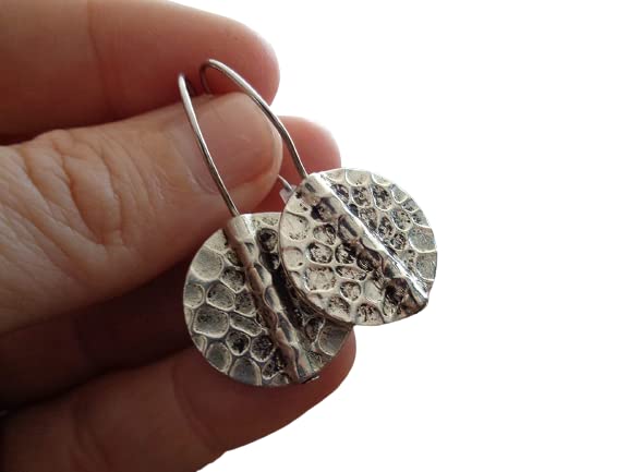 ✿ HAMMERED TRIBAL ETHNIC DISC ✿ boucles d'oreilles robustes