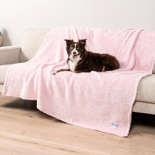 Image of PetAmi Pink Fluffy Soft Dog & Cat Blanket, Sherpa Fleece, Calming Pet Blanket Throw for Bed & Sofa, X-Large 60x80