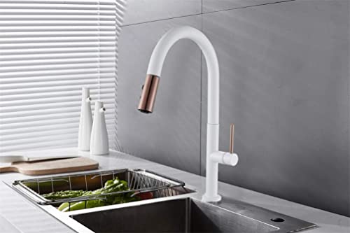 Robinet de cuisine 360 pivotant blanc au design minimaliste