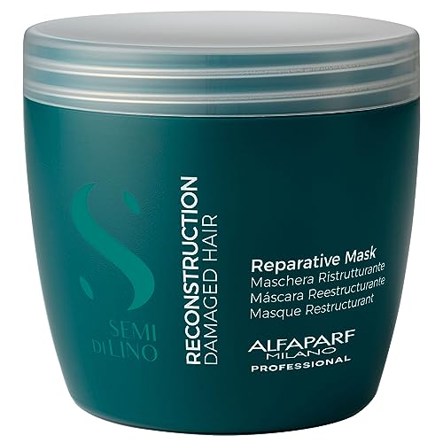 Alfaparf Milano Semi Di Lino Maschera Riparativa Ricostruzione - Color Safe Maschera per Capelli Condizionante Profondo - Riparazione dei Capelli Danneggiati - Senza Parabeni e Paraffina - Formula