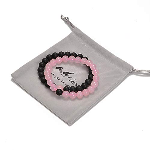AD Beads 2Pcs His & Hers Distance Beads Bracelets Elastic Natural Stone Yoga Bracelet4