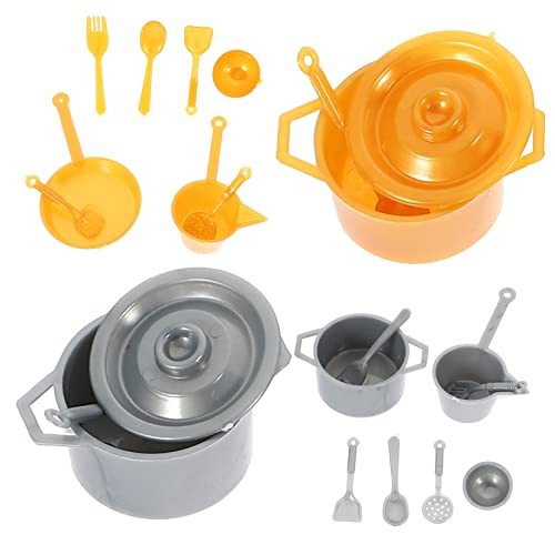 Toddmomy 4sets Miniature Kitchen Tableware Dollhouse Accessories Forks Spoons and Pots for Boys and Girls Role Play and Home Decoration for Mini House and Festivals