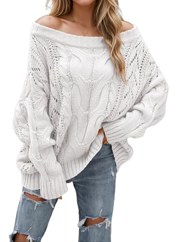 Image of ZAFUL Sweaters for Women Off Shoulder Knit Sweater with Long Sleeve Loose Pullover Jumper Tops