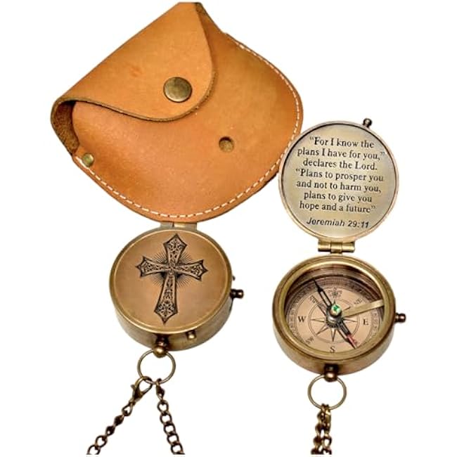 FYNJREX for i Know Enrgraved Compass Religious Gift for Men Women boy Baptism First communiun Graduation Gift Christmas Unique Gift for Son Christian Gift for Teen Communion