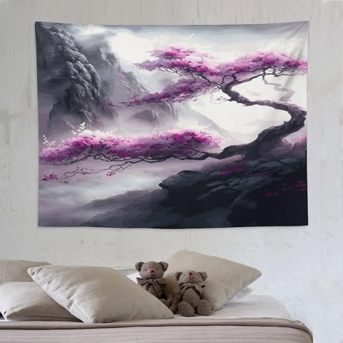 Tapisserie grand tissu mural motifs floraux du japon pour grand salon