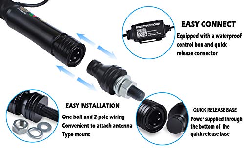 omotor 2PC 3FT Bluetooth Control 360° Spiral LED Whip Lights w/Flag [21 Modes] [20 Colors] [Weatherproof] Lighted Antenna Whips - Accessories for ATV Polaris RZR 4 Wheeler - Thumbnail 4