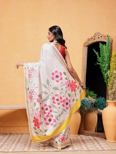 Image of Amazon Brand - Anarva Pattu Art Silk Woven Ready To Wear Saree Pink