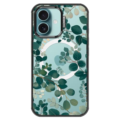 MOSNOVO for iPhone 16 Plus Case for MagSafe, Eucalyptus, Black