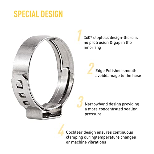 Trivd Frol HU-XI-201 150Pcs 304 Stainless Steel Single Ear Hose Clamp thumb #3