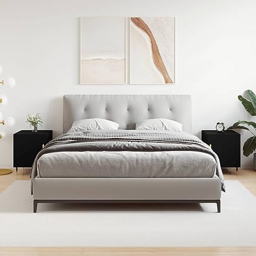 UJCHVHN Mesitas de noche de madera de ingeniería de color negro, 2 unidades, 40 x 40 x 50 cm