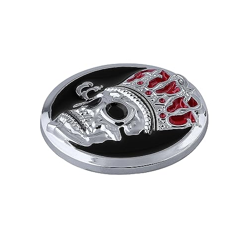 Image of 2pcs Skull Emblem Car Badge Sticker Waterproof Decoration Logo Decals for Car Motorcycle Fridge Computer Door (Silver Black)