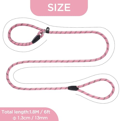 Loutep Slip Lead For Dogs-1.8m Long Rope Dog Leash With Reflective Stitching Slip On Easily With No Collar Or Harness Needed Anti-Choke Dog Slip Lead Ideal For Small Puppy Large & Medium Dogs Training - Image 2