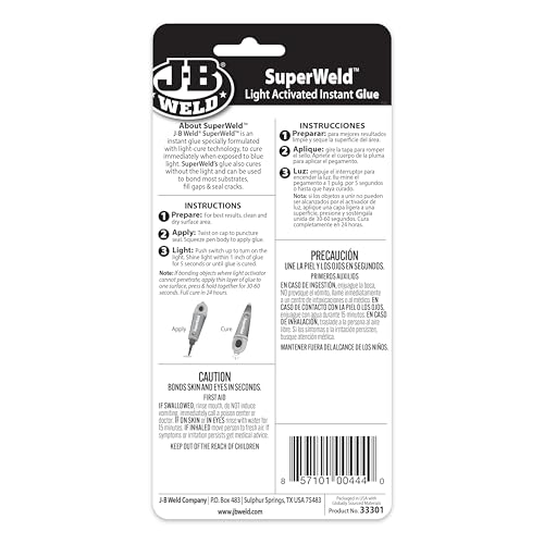 J-B Weld Clear Light-Activated Superglue, 2-Pack, 5g