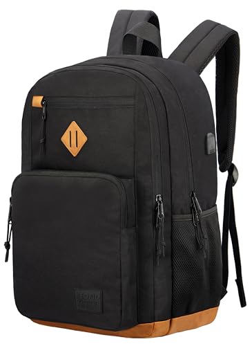 KEOFID Classic School Backpack for Boys and Girls Teenager, Travel Bag for Men and Women, Anti theft laptop Backpack with USB Charging Port for College(Black 19inches)