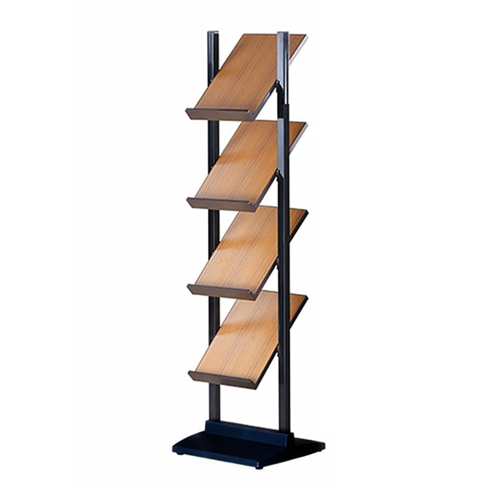 SWENEEN Floor-Standing Rack Brochure Stand,Wooden Vertical For Exhibitions,Information Organizer,Brown 14.1X12.2X48In,Brown-14.1x12.2x48in