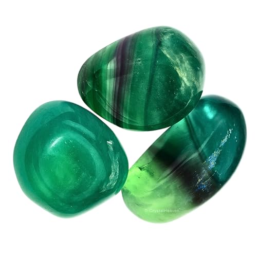 Image of Certified Fluorite Crystal Healing Tumbled Stone, Natural Polished Crystals for DIY Crafts, Manifestation, Meditation, Pooja Feng Shui and Reiki Healing (30 Grams)