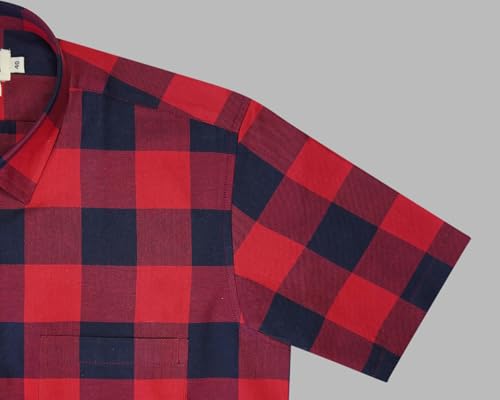 Image of GHPC 100% Cotton Big /Buffalo Checks Half Sleeves Regular Fit Formal Shirt for Men
