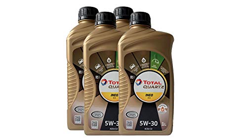 Aceite de motor de Total Quartz Ineo ECS 5W30, 4 botellas de 1 L