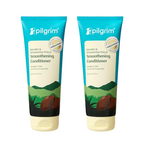 Image of Pilgrim Amazonian Patu & Keratin Hair Smoothing Conditioner - 200ml (Pack of 2), Unscented- For Dry & Frizzy Hair With Sacha Inchi|Hair Conditioner For Smooth & Silky Hair|Silicone Free | Pack of 2, For Dry & Frizzy Hair, With Sacha Inchi, Silicone Free, Unscented