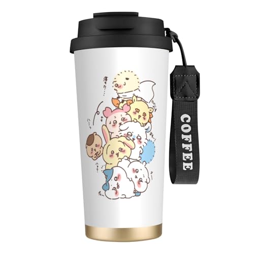 ステンレスカップ ちいかわ コーヒーカップ 車用タンブラー 保冷保温 真空断熱 500ml 蓋付き ストロー付き 大容量 水筒 マグボトル 車用コップ かわいい ギフト対応 誕生日プレゼント 持ち運び便利 男女兼用 家庭用 オフィス