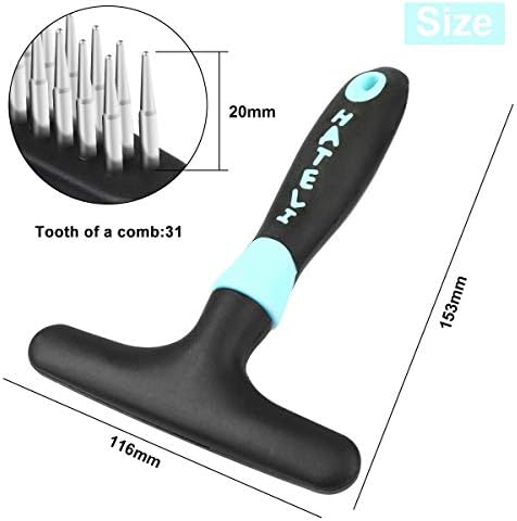 Makerfire Dog Dematting Brush Comb Undercoat Rake for Cats Dogs short or long hair Pet Grooming Tool Double Row of Stainless Steel Pins-Blue