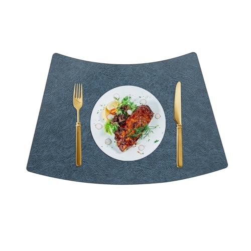 Sets de table étanches lavables en cuir synthétique bicolore bleu jaune x4